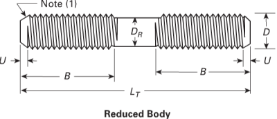 REDUCED BODY TYPE DOUBLE END STUD BOLT